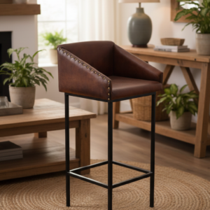 Premium Leather Bar Chair with Armrests