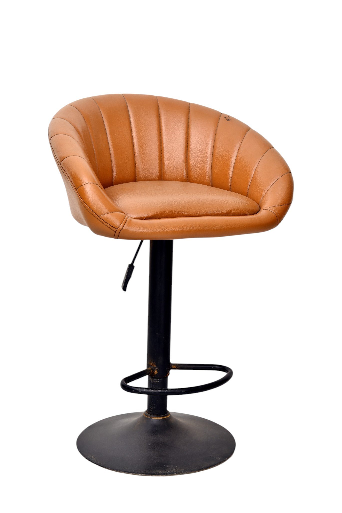 Swivel Leather Bar Chair with Pedestal Base - Image 2