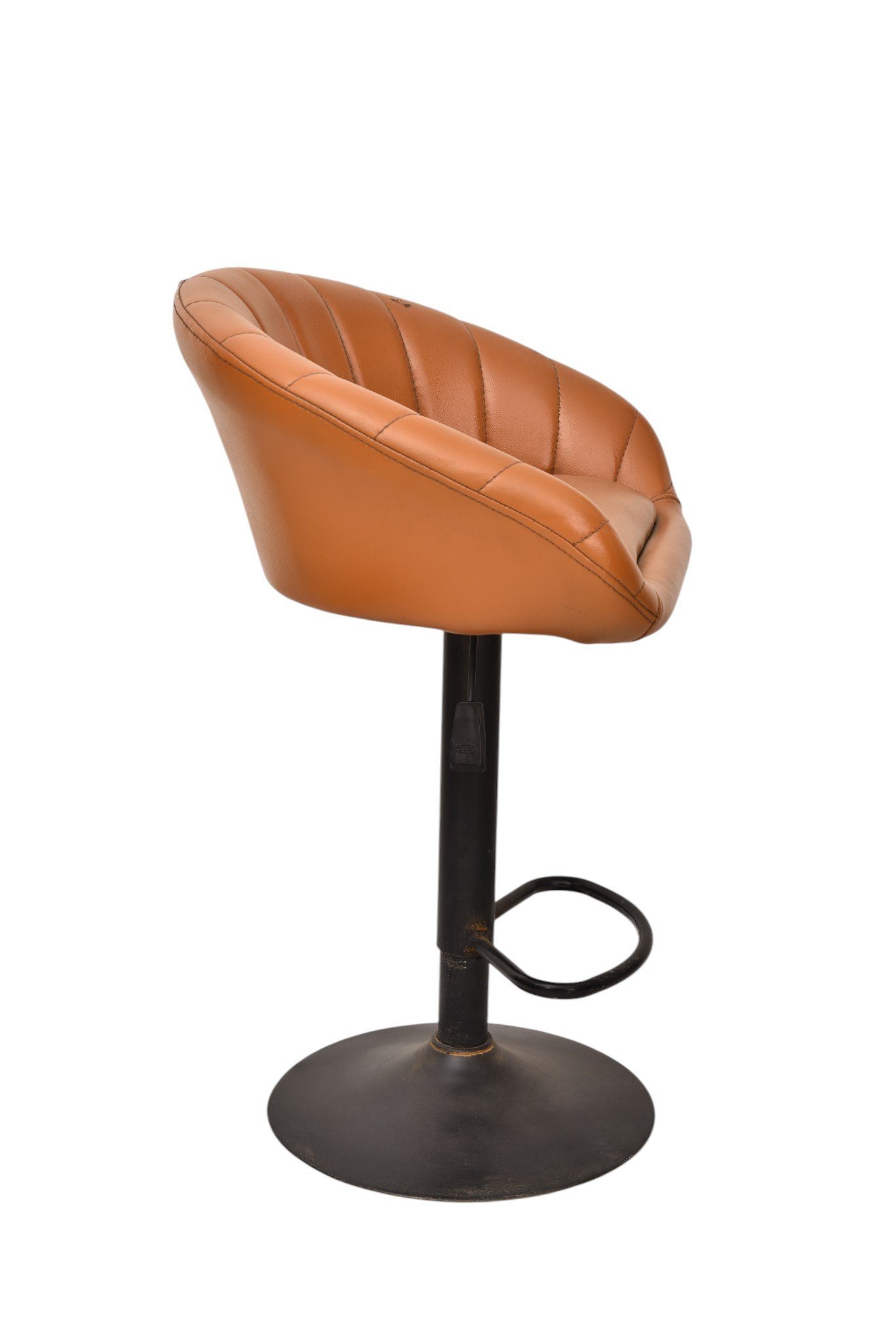 Swivel Leather Bar Chair with Pedestal Base - Image 4