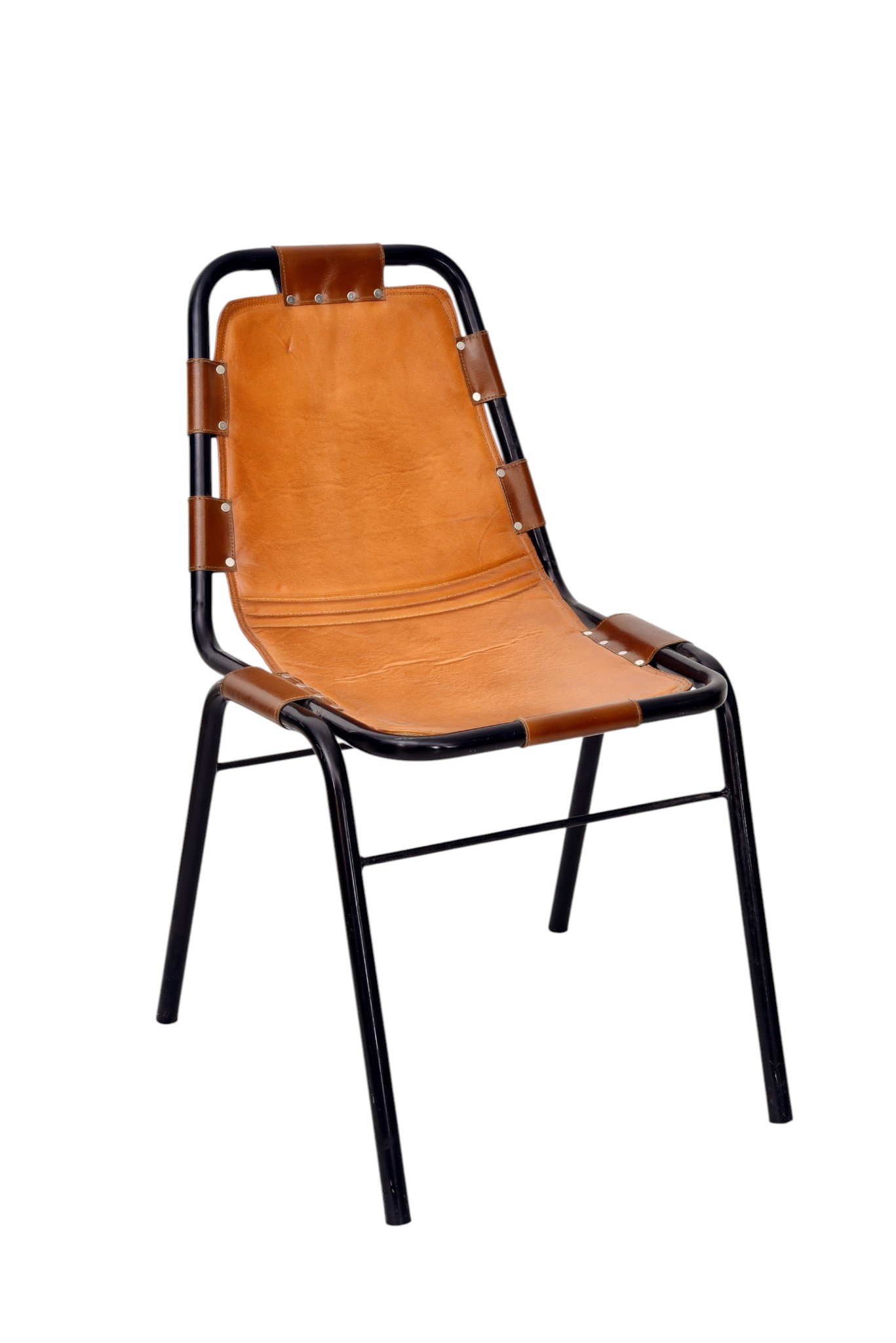 Sling Leather Dining Chair with Iron Frame - Image 2