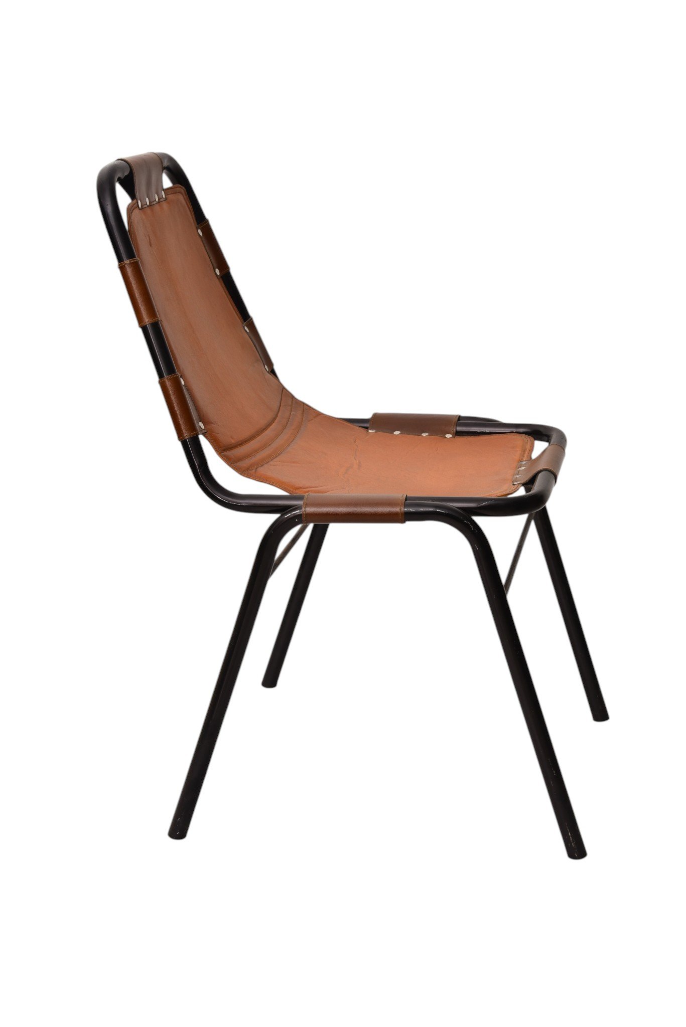 Sling Leather Dining Chair with Iron Frame - Image 4