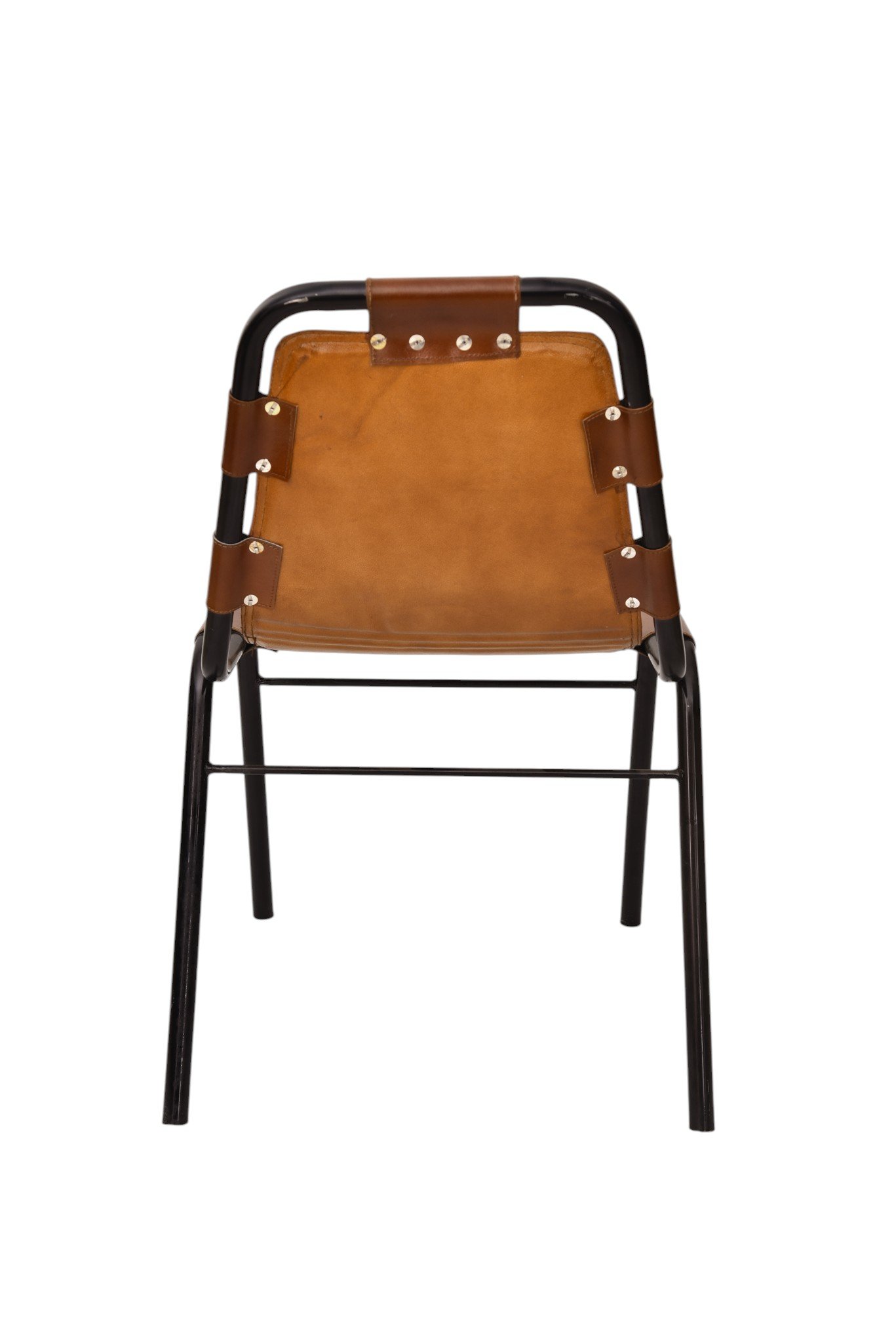 Sling Leather Dining Chair with Iron Frame - Image 3