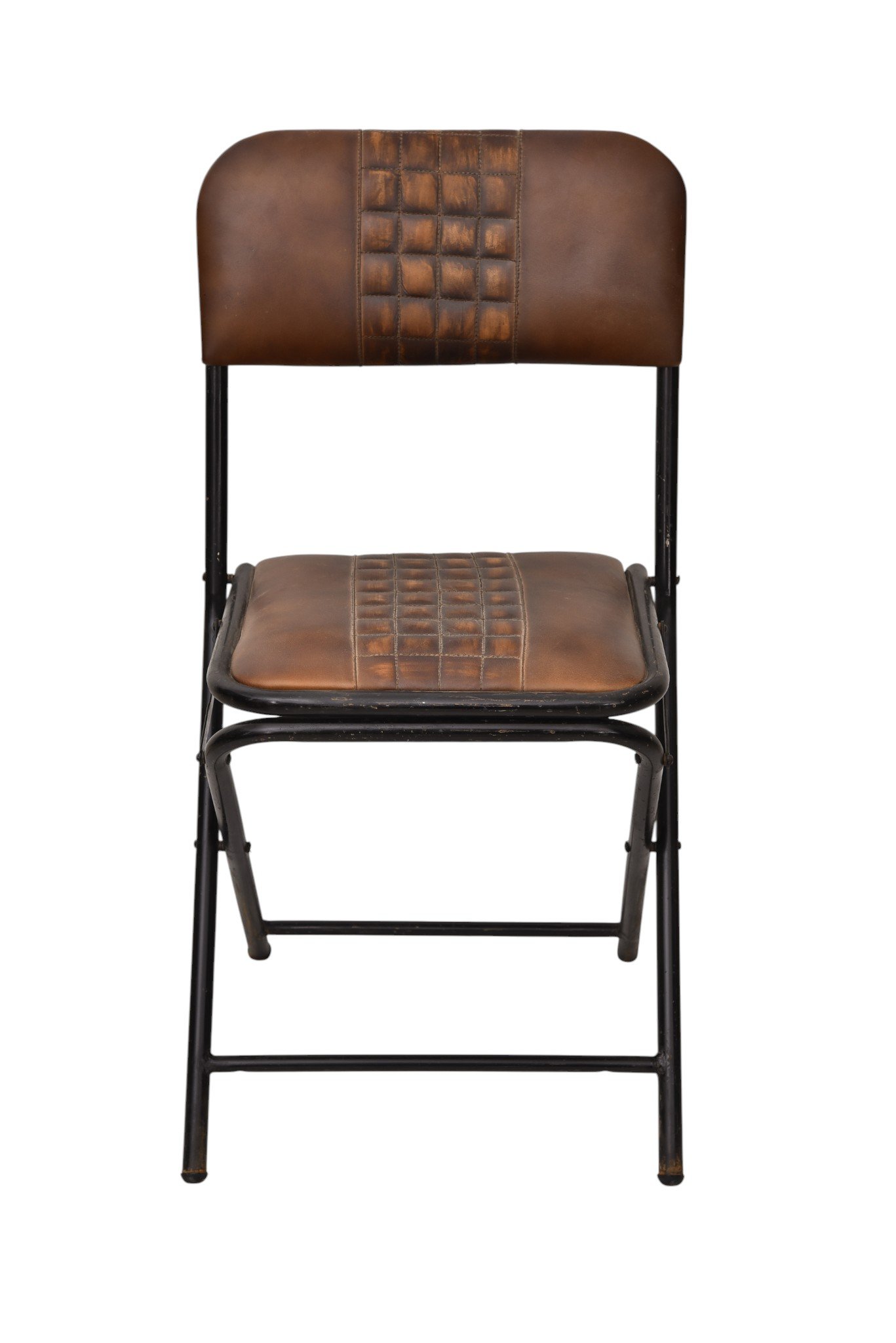 Foldable Leather Chair with Iron Frame - Image 2