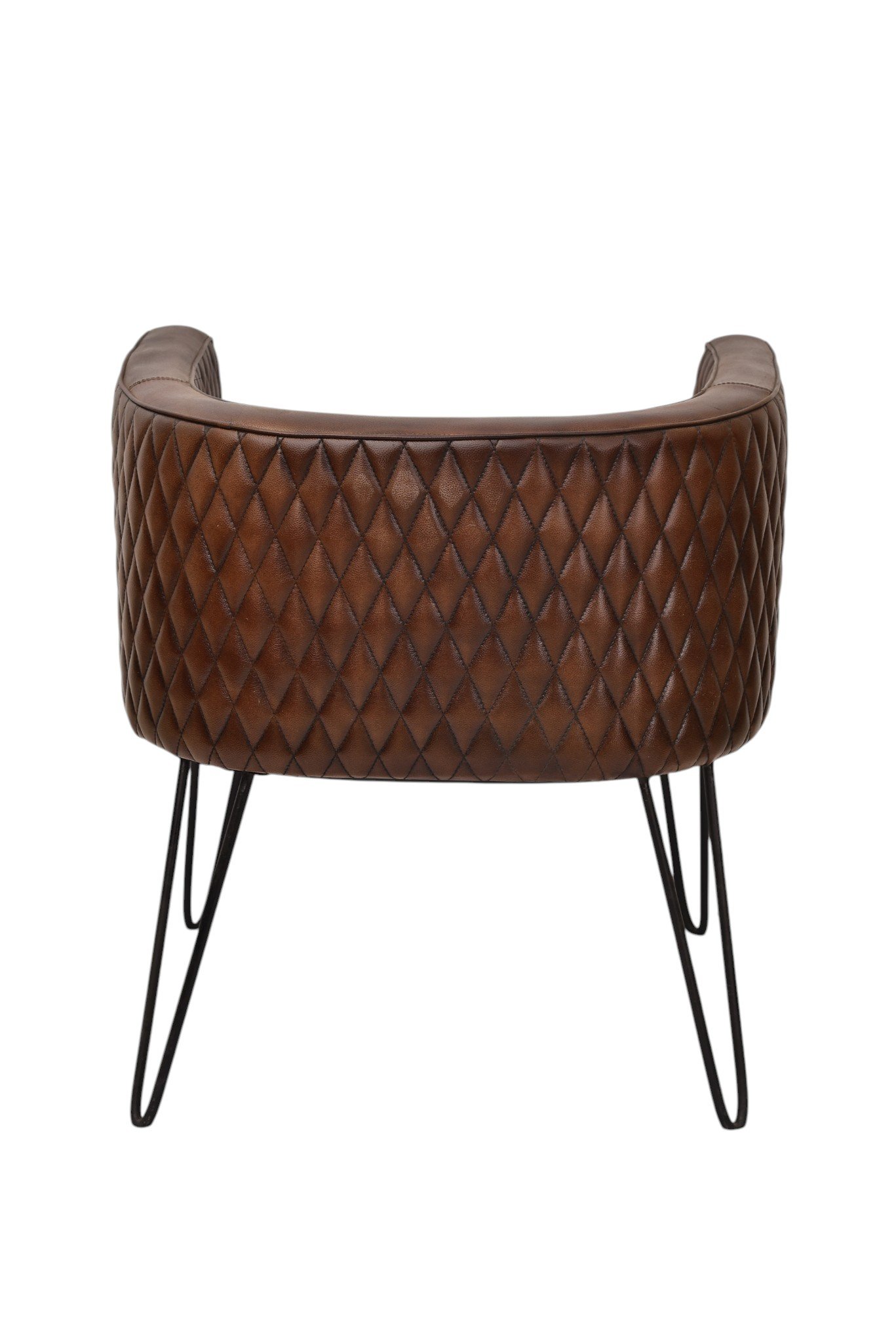 Diamond Quilted Leather Tub Accent Chair with Metal Hairpin Legs - Image 3