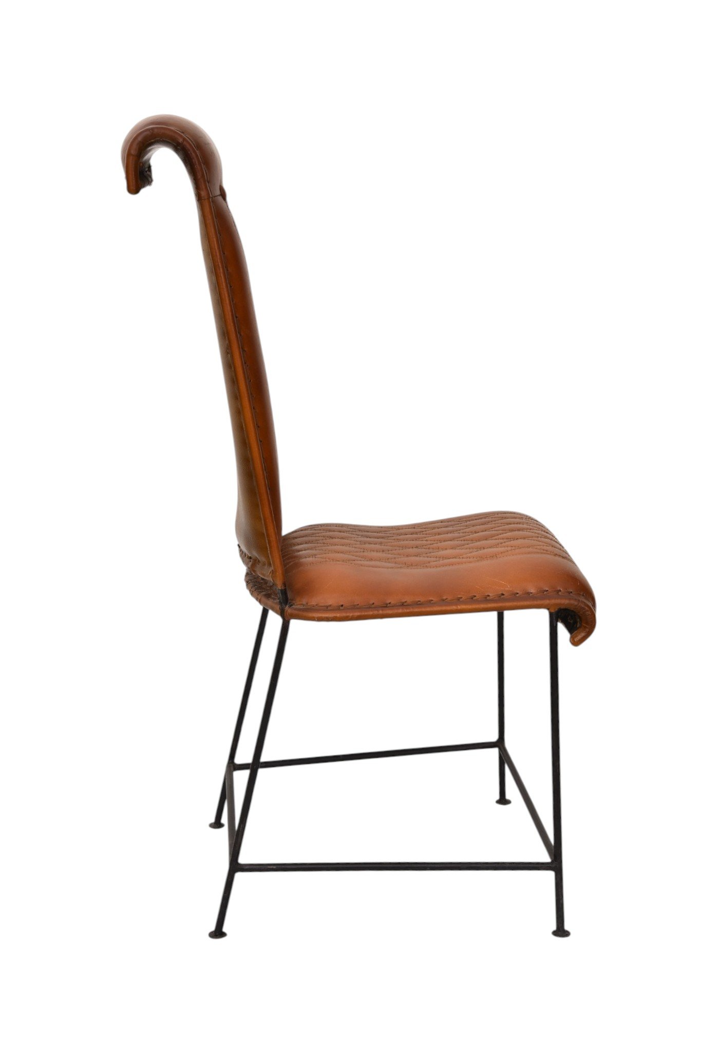 Diamond Quilted Leather Bar Chair with Metal Frame - Image 4