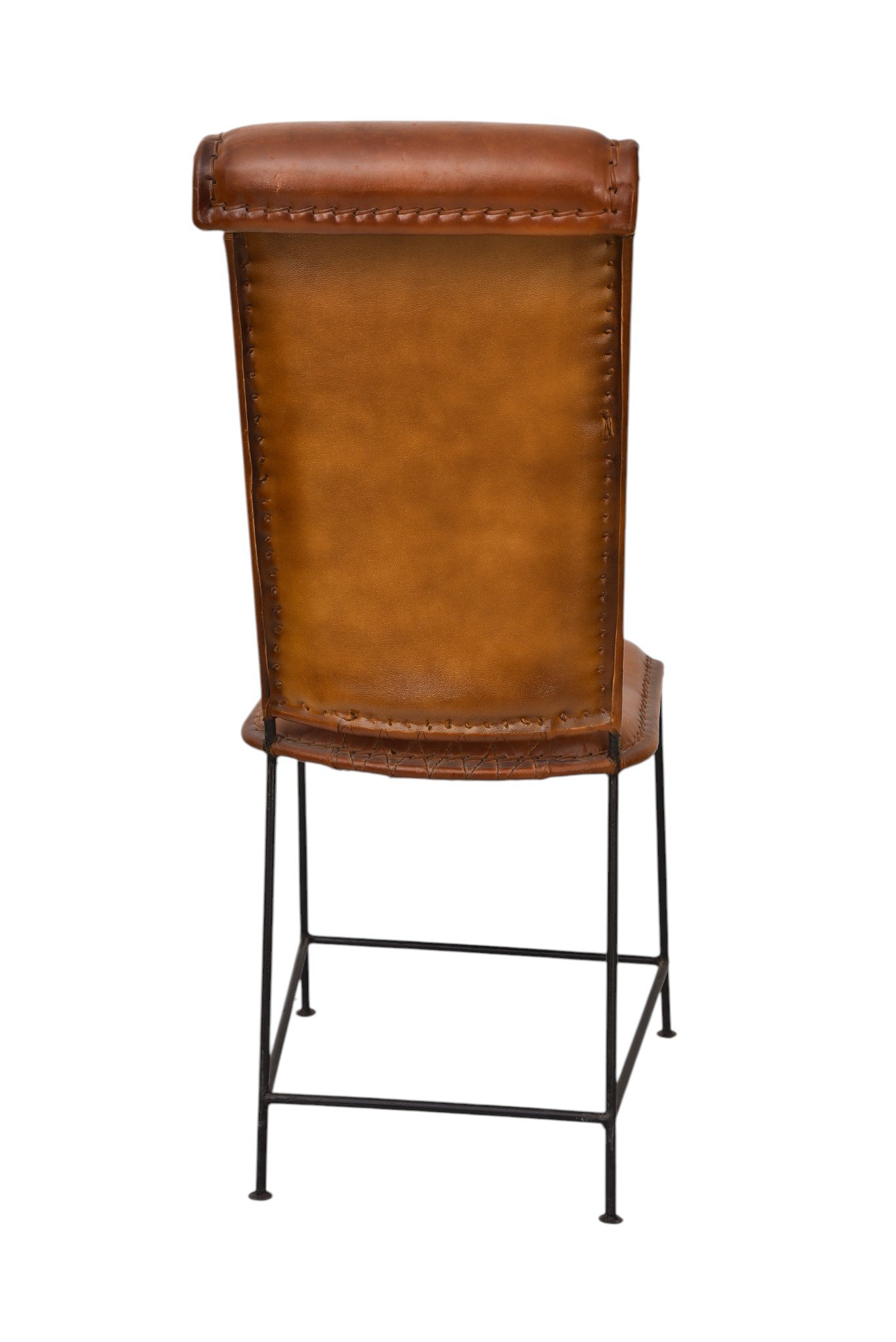 Diamond Quilted Leather Bar Chair with Metal Frame - Image 3