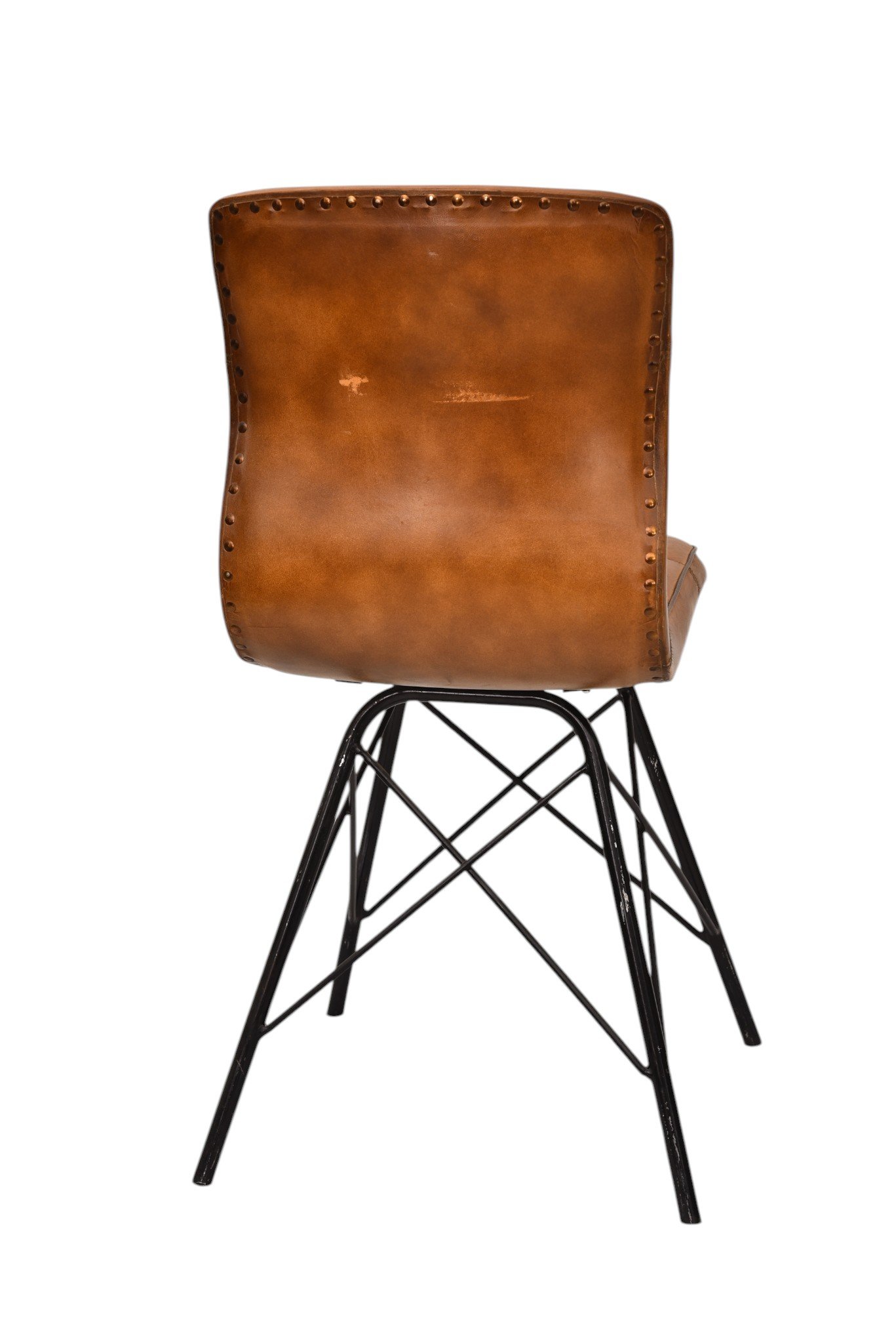 Modern Tufted Leather Dining Chair with Metal Eiffel Base - Image 3