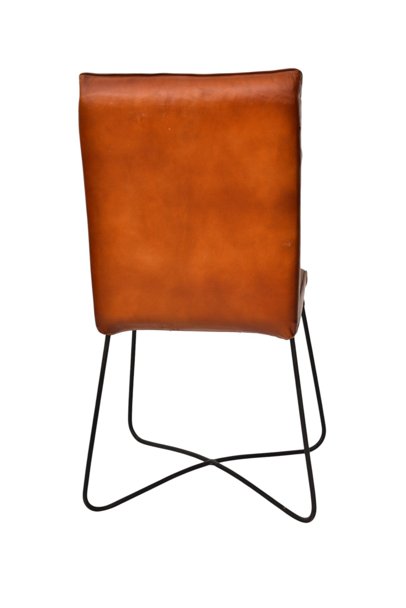 Modern Channel Tufted Leather Dining Chair with Cantilever Metal Base - Image 3